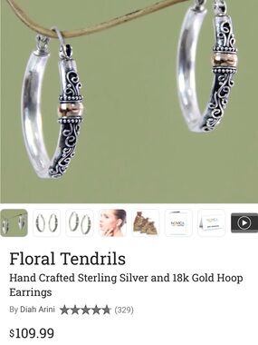 Floral Tendrils Sterling Silver and 18k Gold Hoop Earrings - Silver & Gold